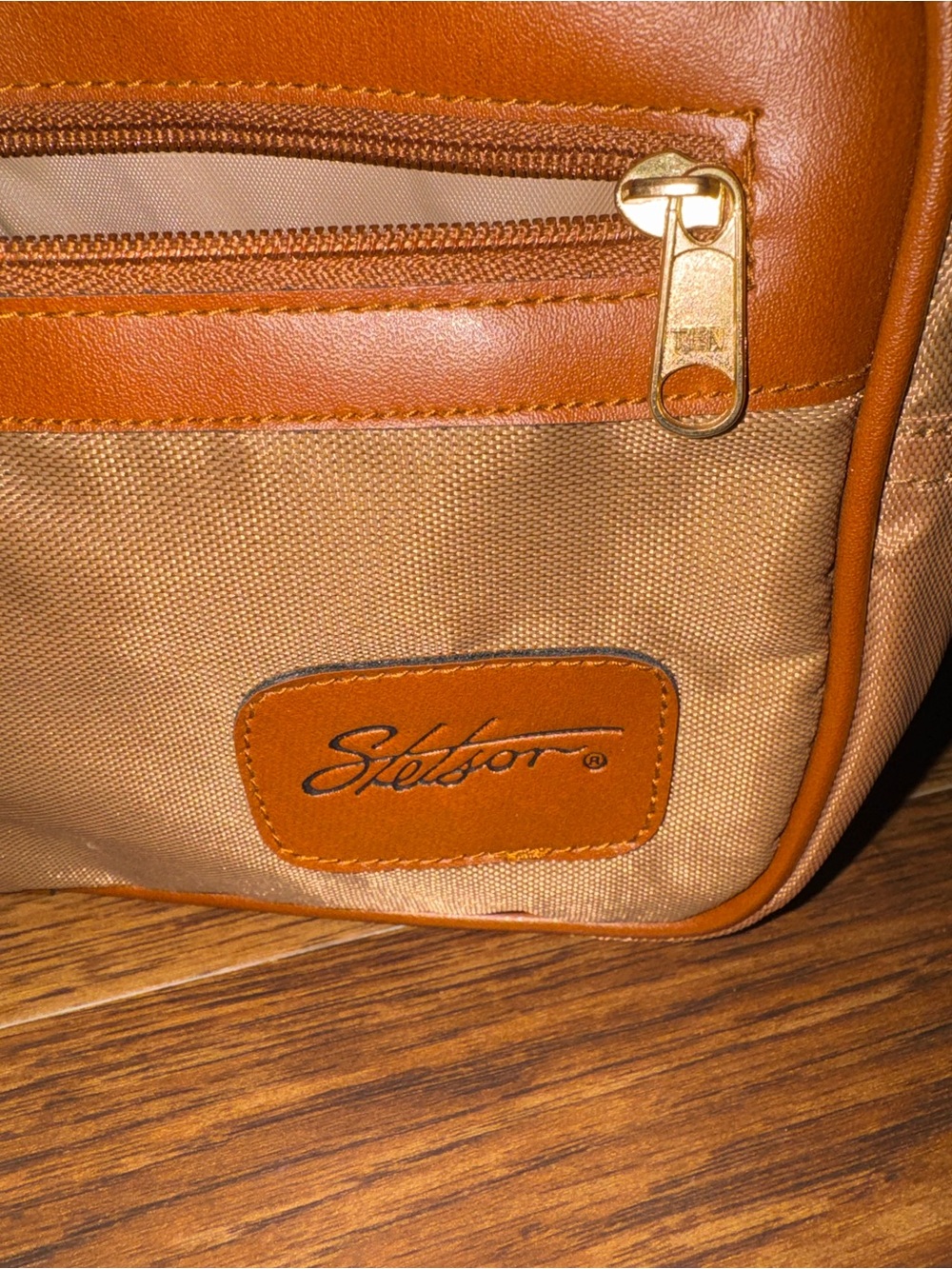 Stetson Tan Canvas & Leather Toiletries Bag